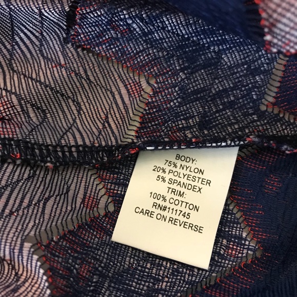 Red White Blue Tie Back Stitched Pom Top - Picture 6 of 8